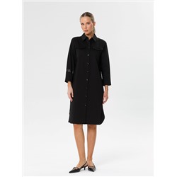 Платье-рубашка чёрное с поясом