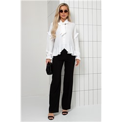 Блузка белая льняная с баской Грейс №1