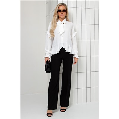 Блузка белая льняная с баской Грейс №1