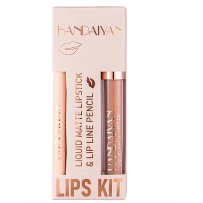 Набор HANDAIYAN Карандаш для губ 1,2гр + жидкая матовая помада 3мл LIPS KIT №02