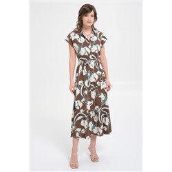 Платье коричневое с поясом