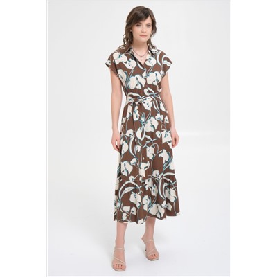 Платье коричневое с поясом