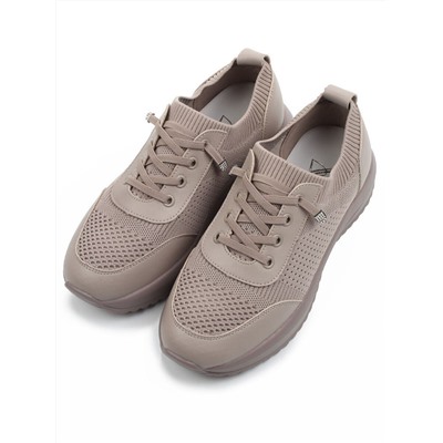 03-A629-5 DK. BEIGE Кроссовки-носки "Снокеры" женские (натуральная кожа, текстиль)