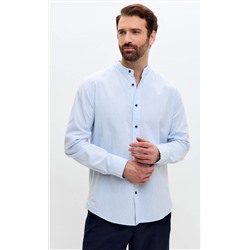 Рубашка д/р лен F511-0480 l.blue