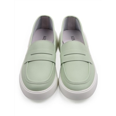 03-YD122-4 LT. GREEN Лоферы женские (натуральная кожа)