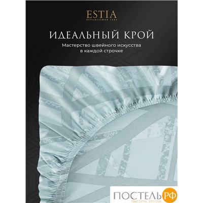 Estia ТРОПИКАНА Простыня на резинке 180х200+30, 1 пр., хл./сатин зеленый