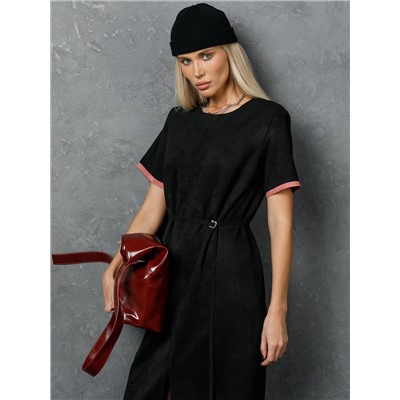 Платье чёрное из искусственной замши