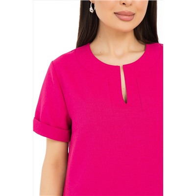 Платье-футляр малиновое с разрезом