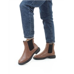 01-XKL21-137R BROWN Ботинки демисезонные женские (натуральная кожа, байка)