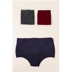 Женские кружевные трусы с высокой посадкой 3шт. Happyfox