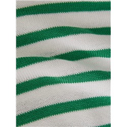 Джемпер из хлопка в полоску, бело-зеленый