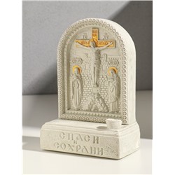 Икона настольная с подставкой под свечу «Распятие», гипс, роспись, 18×13×7 см