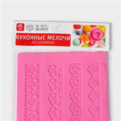 Коврик для айсинга Доляна «Узкие полосы», силикон, 39×12 см, розовый