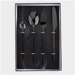 Набор столовых приборов Magistro «Оску стандарт», 4 предмета, нержавеющая сталь, чёрный