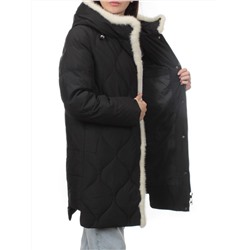310 BLACK/WHITE Пальто зимнее стеганое женское (200 гр. холлофайбер, натуральная норка)