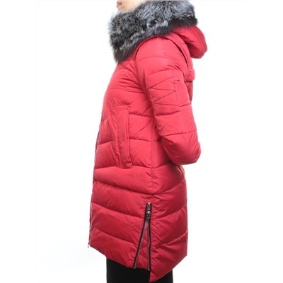 163-096 RED Пальто зимнее женское (холлофайбер, натуральный мех чернобурки)