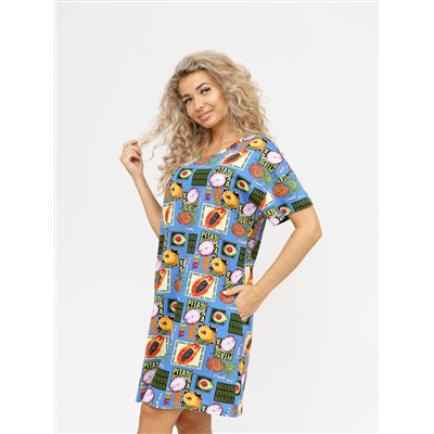 752 Платье "Тропики/голубой"