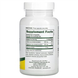 NaturesPlus, цитрат магния и кальция, 90 вегетарианских капсул
