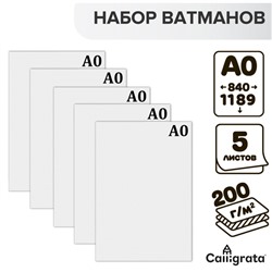 Набор 5 листов ватман, чертежный, А0, 840×1189, 200 г/м²
