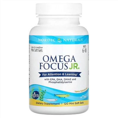 Nordic Naturals, Omega Focus Junior, для детей 6–18 лет, 120 мягких мини-таблеток