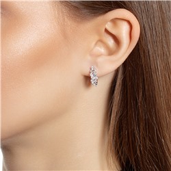 Серьги с фианитом родированные серебро 925*