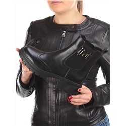 5256-1 BLACK Ботинки демисезонные женские (натуральная кожа, байка)