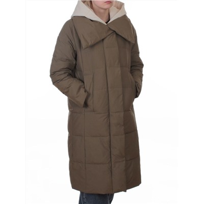 A610 DK. GREEN (KHAKI) Пальто зимнее женское со съемным жилетом (200 гр. био-пух)