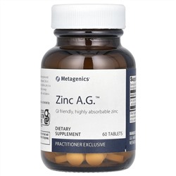 Metagenics, Zinc A.G., цинк, 20 мг, 60 таблеток
