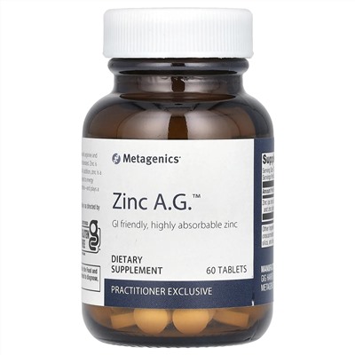 Metagenics, Zinc A.G., цинк, 20 мг, 60 таблеток