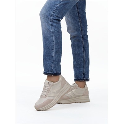 03-A1003-5 BEIGE Кроссовки женские (натуральная кожа, натуральная замша)