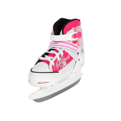 Коньки ледовые раздвижные COMIRON / M /уп 6/ (35-38) розовые