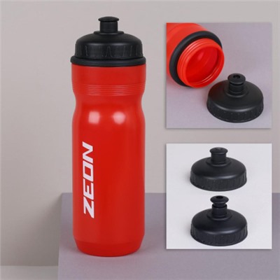 Бутылка для воды велосипедная ZEON WB066 силиконовый клапан, пищевой hi-quality PP, 750ML цвет red/уп100