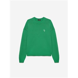 Джемпер из хлопка с вышивкой, зеленый