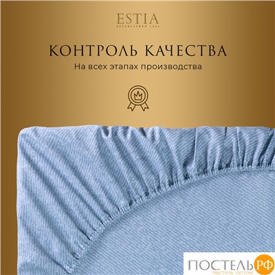 Estia МАРЛИН Простыня на резинке 160х200+30, 1 пр., хл./сатин синий