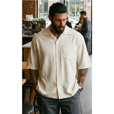 Рубашка к/р лен F611-0423 beige