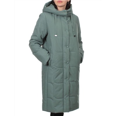 1133 GRAY/GREEN Пальто зимнее облегченное женское (холлофайбер 150 гр.)