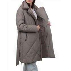 309 GRAY Пальто зимнее стеганое женское (200 гр. холлофайбер, натуральная норка)