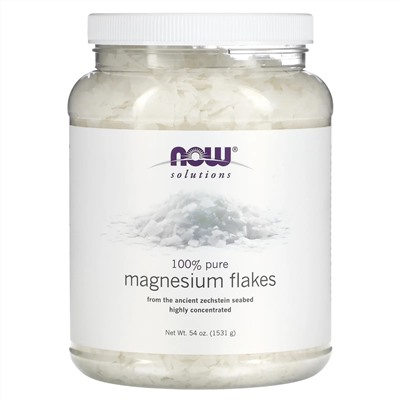 NOW Foods, Solutions, магниевые хлопья, 100 % чистоты, 1531 г (3,37 фунта)