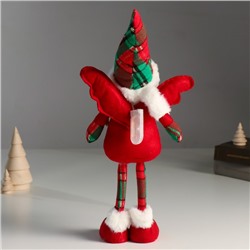 Интерьерная кукла текстильная «Ангелочек в красном наряде, клетчатый колпак», 16×7×40 см