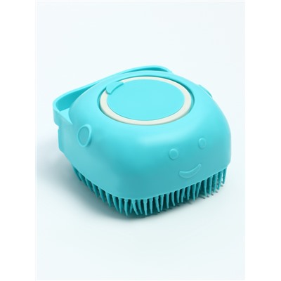 Щётка для мытья и массажа животных, с емкостью для шампуня, бирюзовая