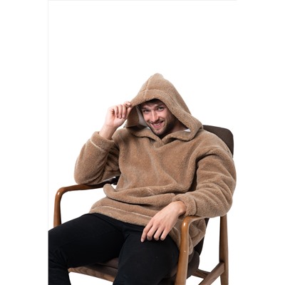 Толстовка женская из верблюжьей шерсти оверсайз HOT TREND (с капюшоном, цвет Camel) цвет КОРИЧНЕВЫЙ