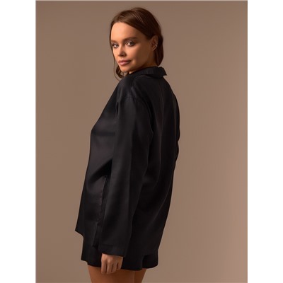 Пижама женская (рубашка, шорты) SL HOME Tensel Home, чёрная