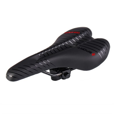 Седло велосипедное MTB COMIRON POGACAR N846 280X160, Технологии: DW, ED. Верх: PU принтованный глянец/Цвет: Чёрный+Красный /уп 30/