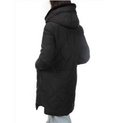 310 BLACK/BLACK Пальто зимнее стеганое женское (200 гр. холлофайбер, натуральная норка)