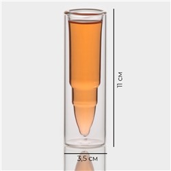 Стопки-шоты Magistro «Пуля», 30 мл, 3.5×11 см, с двойными стенками, набор 6 шт., стекло, прозрачные