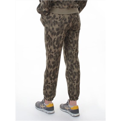 869-3 GREEN/LEOPARD Костюм спортивный зимний женский (95% хлопок, 5% полиэстер)
