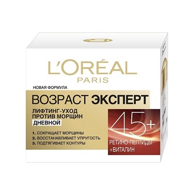 Дневной крем “Возраст Эксперт 45+” против морщин, лифтинг-уход, 50 мл, L’Oreal Paris.