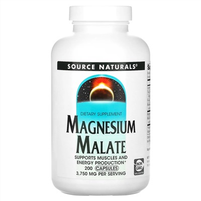 Source Naturals, малат магния, 3750 мг, 200 капсул (625 мг в 1 капсуле)