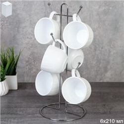 Кружка 6 штук на металлическом стенде 210 мл DCB210 (white)