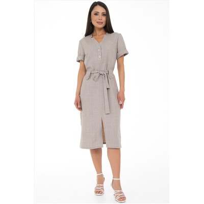 Платье бежевое с поясом